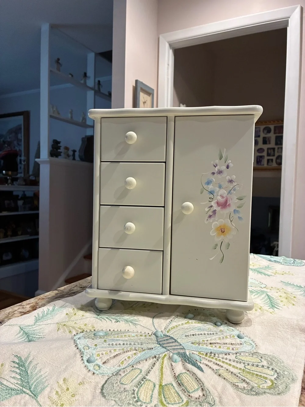 Floral Accent Jewelry Organizer Cabinet